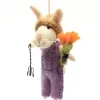 Bunny with Fork & Flowers Felt Decoration
