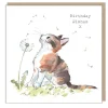 Cat with Dandelion "Birthday Wishes" Greetings Card