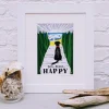 Dog + Beach = Happy Print Framed