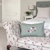 Embroidered Peony Cotton Pillow
