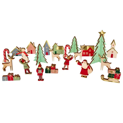 Festive Village Wooden Advent Calendar