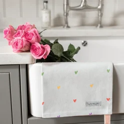 Hearts Multicolored Tea Towel