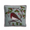 Holly Robin Pillow - Duck Egg Blue