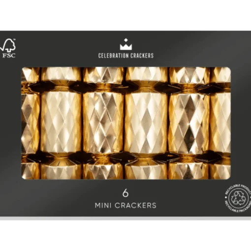 Mini Gold Diamond 6in Christmas Crackers Box of 6