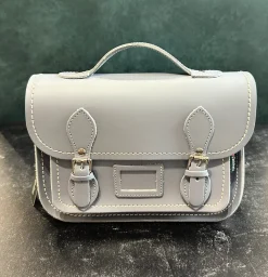 Zatchels Handmade Leather Midi Satchel - Ghost Grey