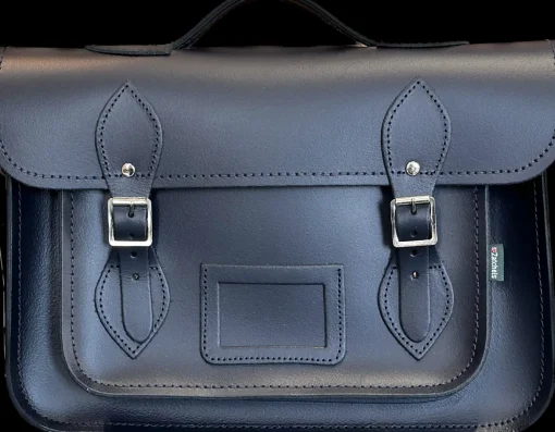 Zatchels Handmade Leather Classic Satchel - Navy Blue