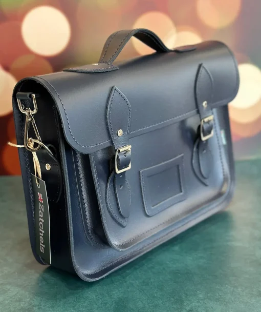 Zatchels Handmade Leather Classic Satchel - Navy Blue